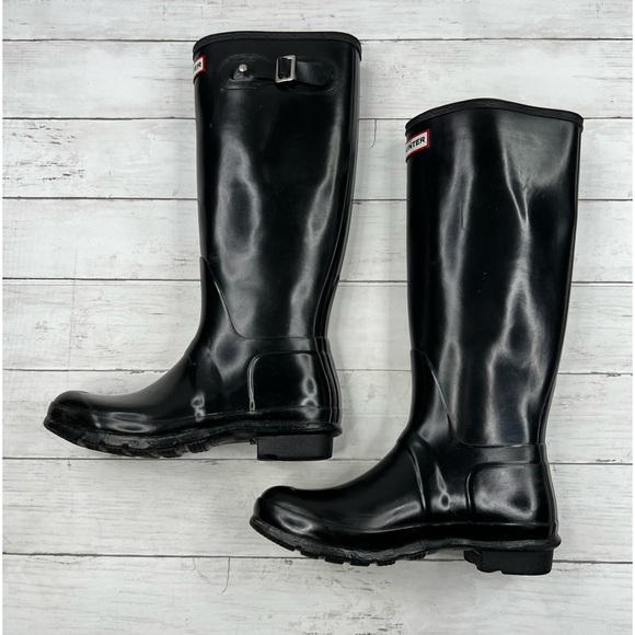 Hunter Original Tall Black Rain Boots Size 9 Women / 8 Men - Picture 5 of 11